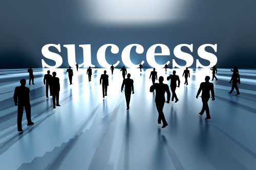 Walking towards success. 3D rendered Illustration.